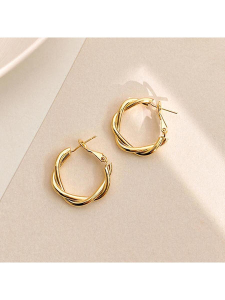 LENORE Twist Hoop Earrings-Earrings- Boheme Junction