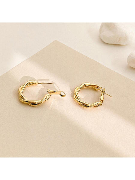 LENORE Twist Hoop Earrings-Earrings- Boheme Junction