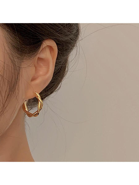 LENORE Twist Hoop Earrings-Earrings- Boheme Junction