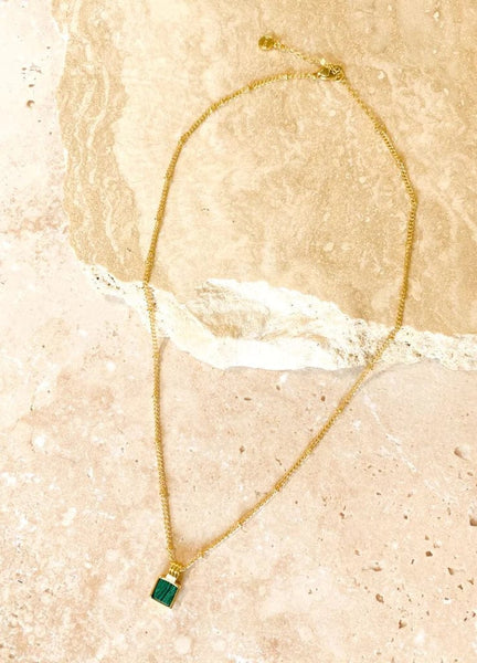 NEYSA Stone Charm 18k Gold Plated Necklace-Necklace- Boheme Junction