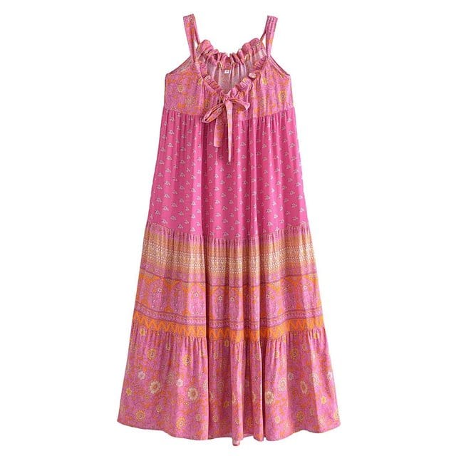 PEONY Midi Dress - Pink-Dress- Boheme Junction
