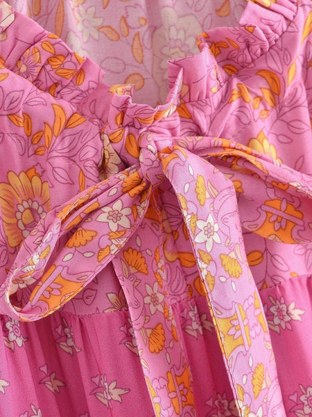 PEONY Midi Dress - Pink-Dress- Boheme Junction