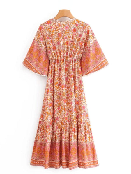 PERSIA Midi Dress - Pink-Dress- Boheme Junction