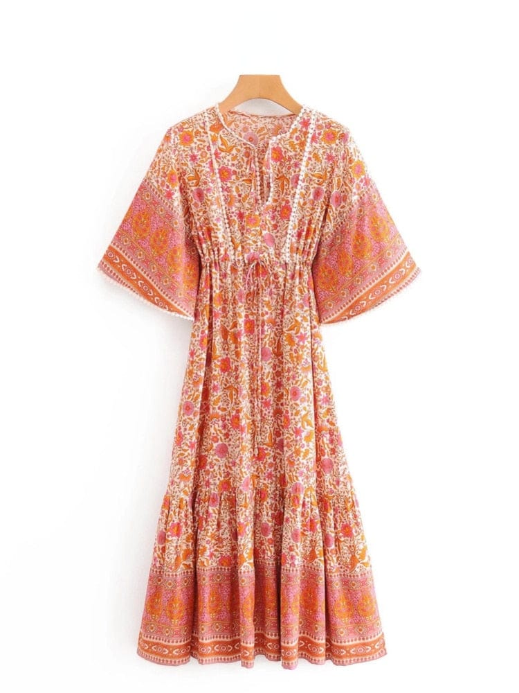 PERSIA Midi Dress - Pink-Dress- Boheme Junction