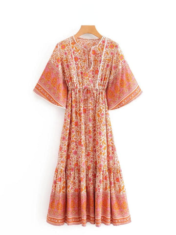 PERSIA Midi Dress - Pink-Dress- Boheme Junction