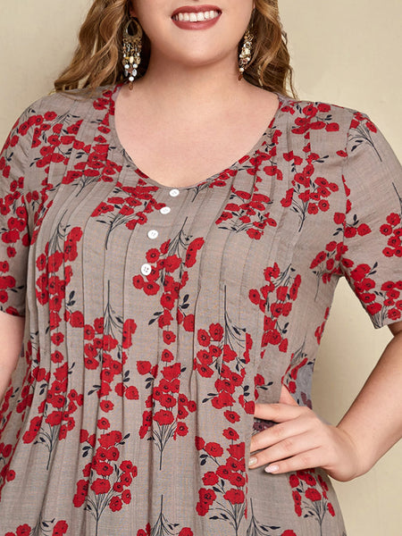 PLUS SIZE Blossom Maxi Dress - Red-Plus Size Dresses- Boheme Junction