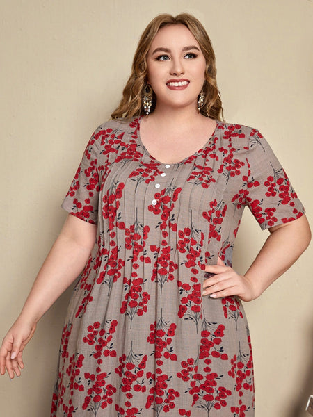 PLUS SIZE Blossom Maxi Dress - Red-Plus Size Dresses- Boheme Junction