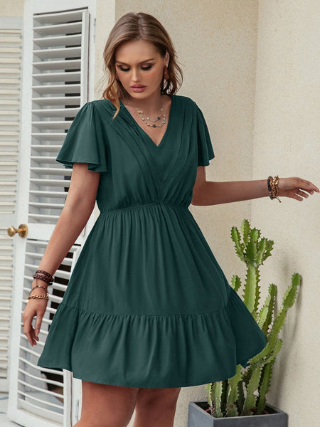 PLUS SIZE Milena Mini Dress - Green-Dress- Boheme Junction