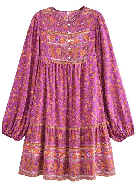 RHIANNA Mini Dress - Pink-Dress- Boheme Junction