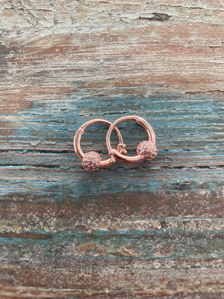 SPARKLE BEAD Hoop Earrings - Rose Gold-Earrings- Boheme Junction