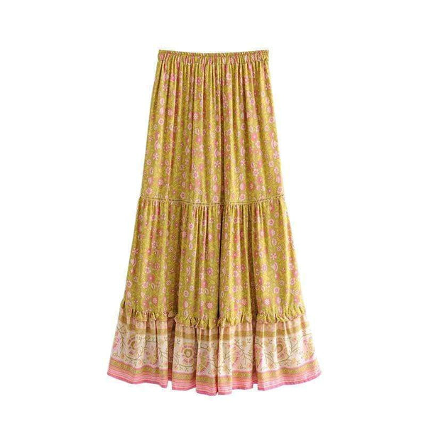 SYMPHONY Maxi Skirt - Mustard-Skirts- Boheme Junction