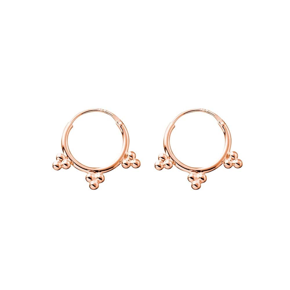 TRI BALL Huggie Earrings - Rose Gold-Earrings- Boheme Junction