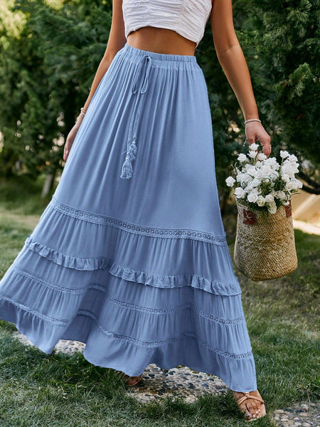 YOKO Maxi Skirt - Blue-Women Skirts- Boheme Junction