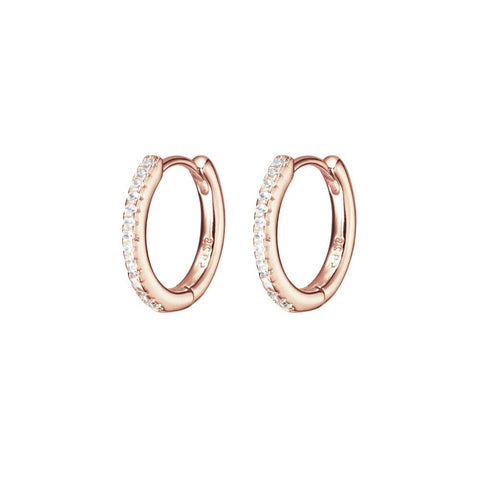 ZIRCONIA Huggie Earrings - ROSE Gold-Earrings- Boheme Junction