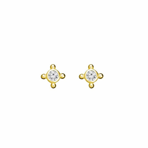 ZIRCONIA Stud Earrings - Gold-Earrings- Boheme Junction